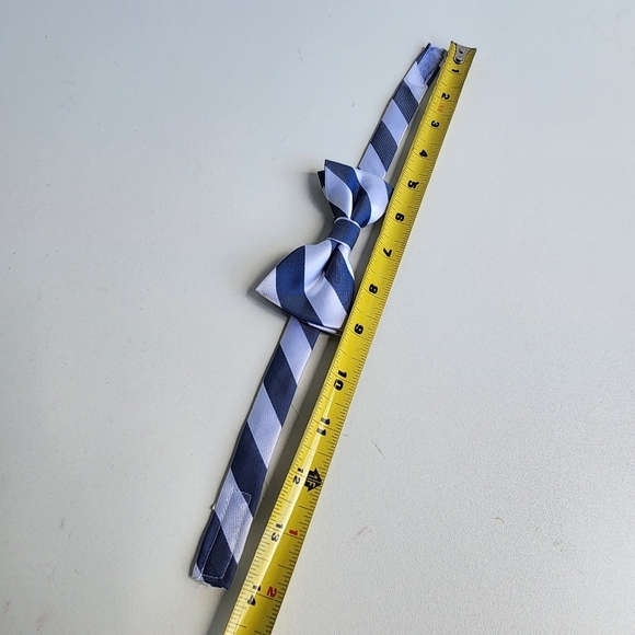 Blue White Striped Toddler Boys Bow Tie 4" Wide" - Picture 6 of 7